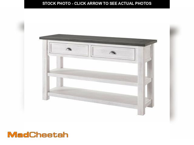 Lot 74-12787363 - Martin Svensson Home Monterey Solid Wood Sofa Console Table White with Grey Top - UNUSED