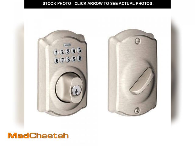 Lot 74-11826732 - Schlage Camelot Satin Nickel Electronic Keypad Deadbolt - UNUSED