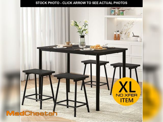 Lot 74-12571444 - VECELO Kitchen Table and Chairs for 4, Dining Room Set with Chairs/Stools, Heavy-Duty Metal Frame wi...