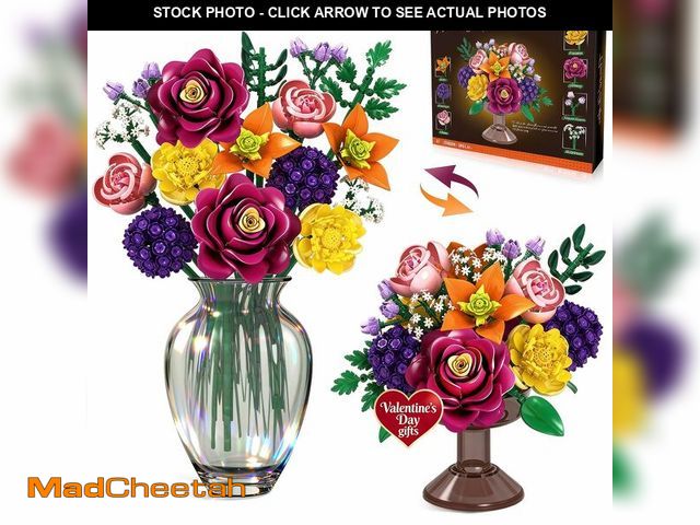 Lot 74-14212004 - OKKIDY Flower Bouquet Building Set 933PCs, DIY Botanical Kit with Hydrangea, Brodiaea, Rose, Baby's ...