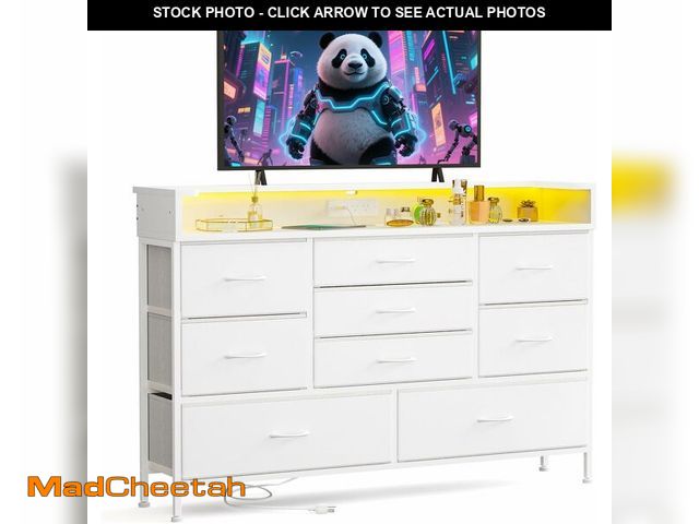 Lot 74-13040128 - Fixwal White Dresser for Bedroom TV Stand with Drawers for Bedroom LED Girl Dresser - UNUSED