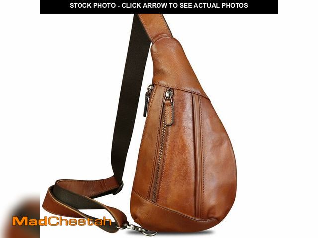 Lot 74-12703129 - LRTO Genuine Leather Sling Bag for Men and Women Vintage Real Leather Crossbody Chest Bags Backpack ...