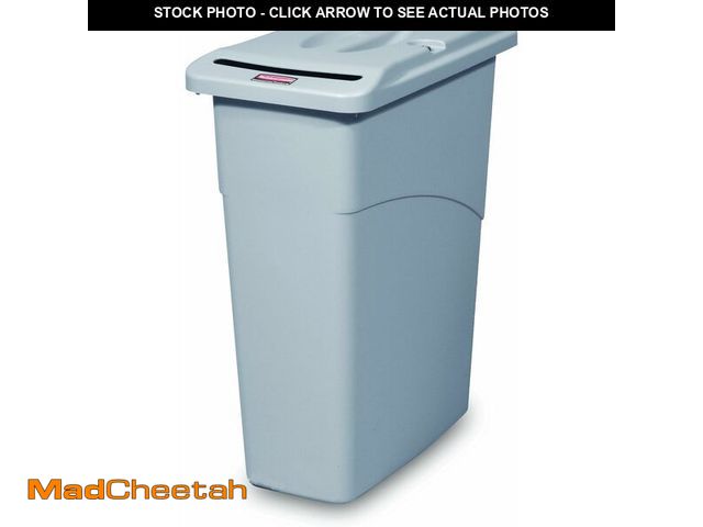 Lot 74-13733975 - Rubbermaid Commercial Products Slim Jim Waste Confidential Combo 23-Gallon Gray Paper Slot to dispos...