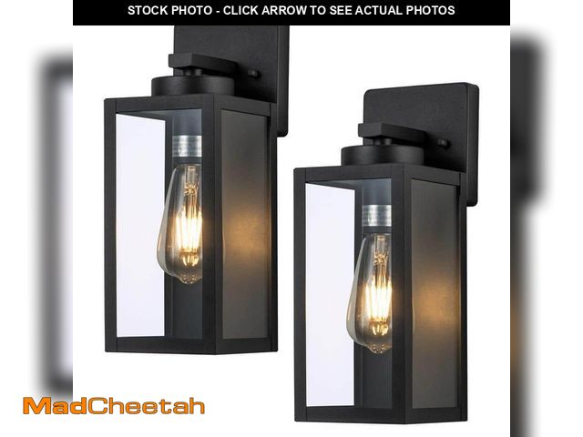 Lot 74-14278644 - C Cattleya 1-Light Matte Black Hardwired Outdoor Wall Lantern Sconce with Clear Tempered Glass (2-Pa...