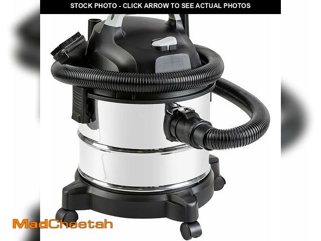 Lot 74-13697743 - Basics Wet Dry Shop Vacuum Cleaner, 4 Gallon, 3 HP Stainless Steel, Grey/Black - UNUSED