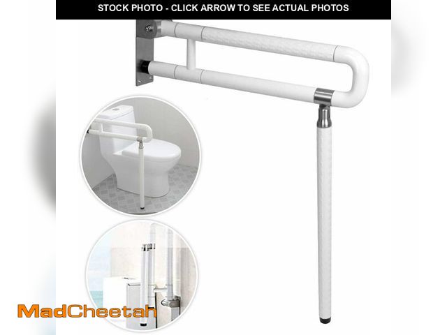 Lot 74-13698227 - MYOYAY 24In Toilet Safety Rails Wall Mount Floor Support Foldable Toilet Grab Bar Handicap Grab Bars...