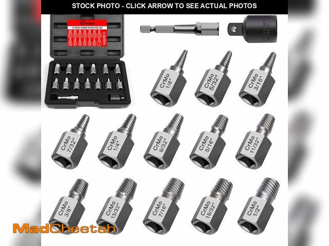 Lot 74-13620863 - 15 Pieces Screw Extractor Set, Easy Out Bolt Extractor Kit, 3/8" Inch Drive Hex Head Multi-Spline Bo...