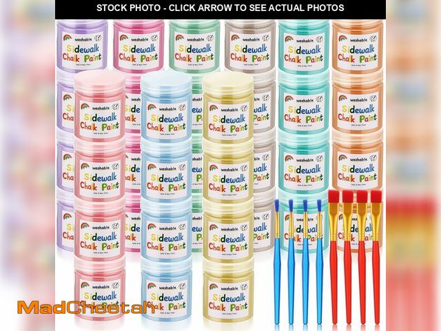 Lot 74-14296804 - Faccito 54 Pcs Sidewalk Chalk Non Toxic Paint Kit Washable Powdered Chalks Mix in Water 9 Vibrant Co...