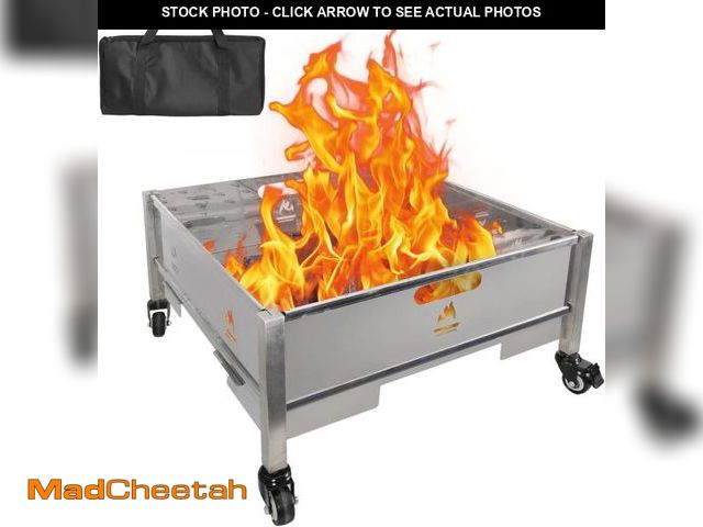 Lot 74-12044200 - Portable Square Fire Pit, 22 Inch Outdoor Collapsible Plug Firepit for Camping, Backyard, Patio, Por...