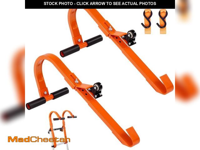 Lot 74-13129753 - VEVOR Ladder Roof Hook 2 Pack with Wheel Heavy Duty Steel Ladder Stabilizer for Above Ground Pool - ...