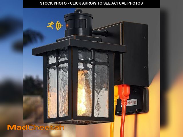 Lot 74-12605760 - Myhaptim Porch Lights with GFCI Outlet,Dusk to Dawn Motion Sensor Outdoor Lights,3 Lighting Modes Bl...