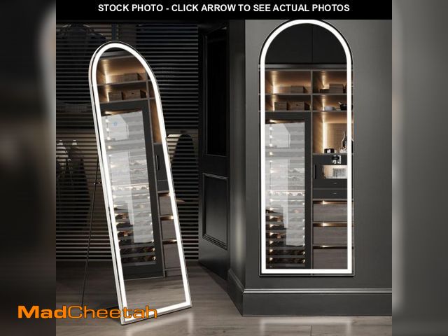 Lot 74-12420302 - CONCETTA 60"x16" LED Arched Full Length Mirror, Lighted Full Body Mirror with Aluminum Frame and Pol...
