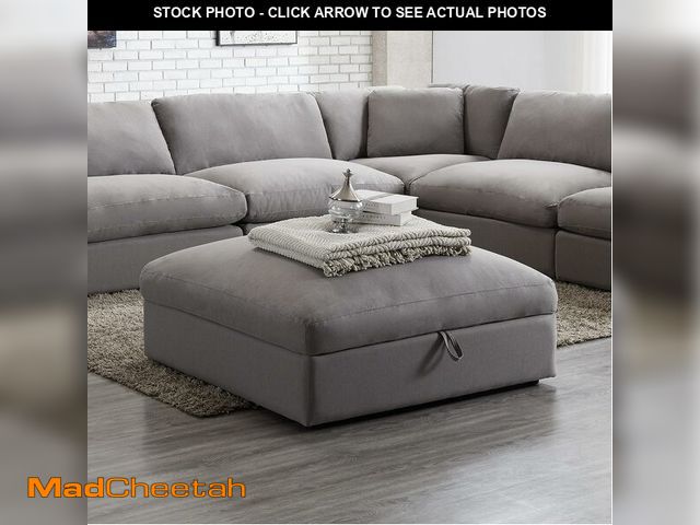 Lot 74-14610165 - Roundhill Furniture Rivas Contemporary Feather Fill Ottoman, Graphite - UNUSED