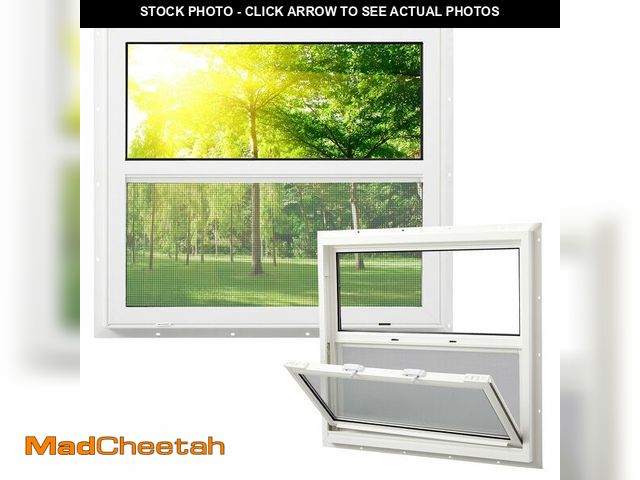 Lot 74-13819623 - Pushglossy 23-1/2" x 23-1/2" Vinyl Utility Window Single Sliding Window with Low E Double Pane Insul...