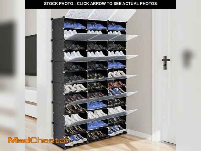 Lot 74-12158132 - Ktaxon 36 Cubes 72 Pairs Modular Plastic Shoe Storage Cabinet Boxes Expandable 12 Tiers Shoe Rack Sh...