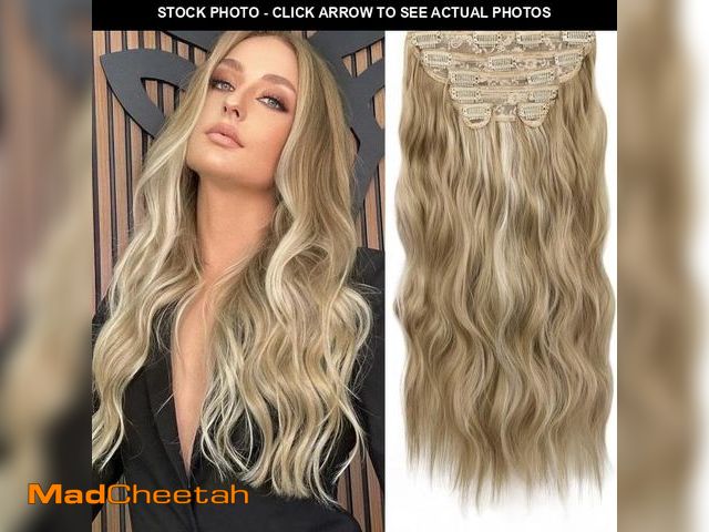 Lot 74-12333492 - *SEE DETAILS* WECAN Clip in Hair Extension 20 Inch Ash Blonde Mix Bleach Blonde 6PCS Long Wavy Curly...