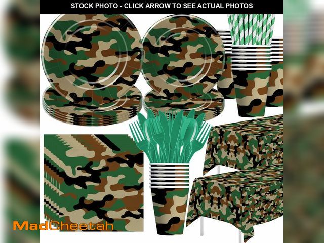 Lot 74-12979960 - Xenorik Camouflage Party Decorations Tableware - Camo Camouflage Themed Party Supplies, Plate, Cup, ...