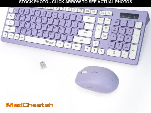 Lot 74-12331027 - RECCAZR Wireless Keyboard and Mouse Combo, Full-Sized Wireless Keyboard and Adjustable DPI Mouse, 2....
