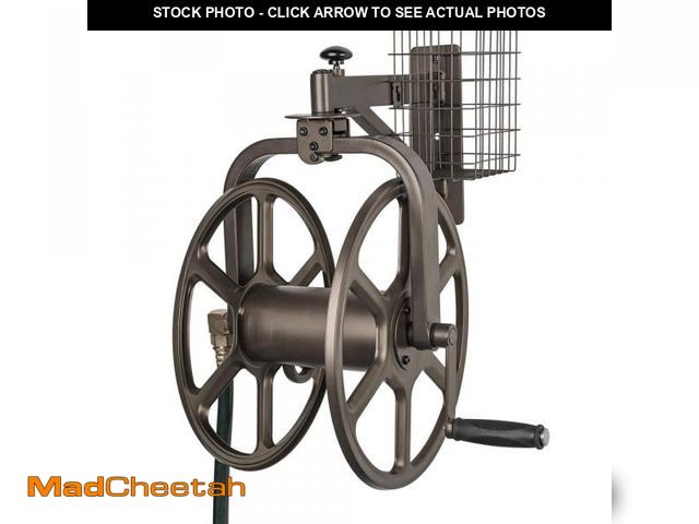 Lot 74-12424773 - LIBERTY GARDEN Single Arm Navigator Rotating Garden Hose Reel with Storage Basket - UNUSED