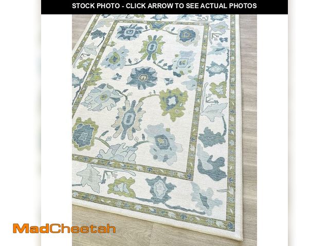 Lot 74-13582319 - Fame Living Green Oushak Rug, Modern, Vintage, Turkish, Eclectic, Floral, Pastel, Washable, Area Rug...