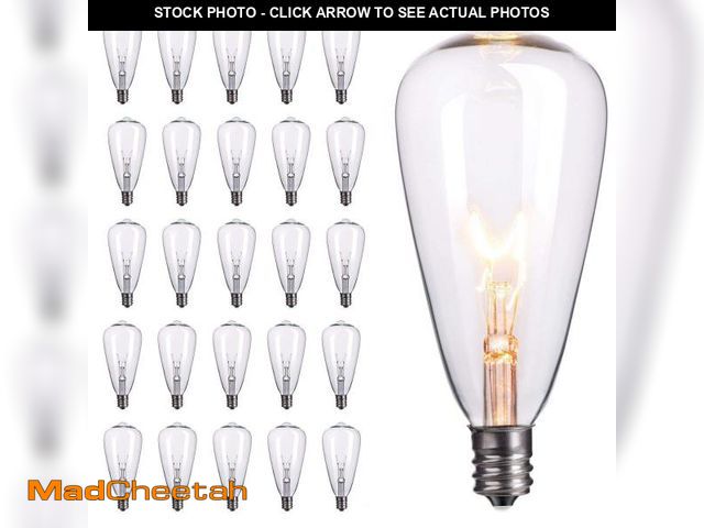 Lot 74-12431811 - 25-Pack Edison Replacement Light Bulbs,7-Watt E12 Candelabra Base ST40 Replacement Clear Glass Light...