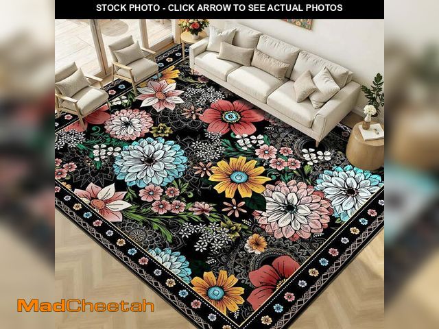 Lot 74-14287881 - Bleum Cade Floral Area Rugs for Living Room 8x10, Boho Washable Rug, Soft Faux Wool Indoor Rug Carpe...