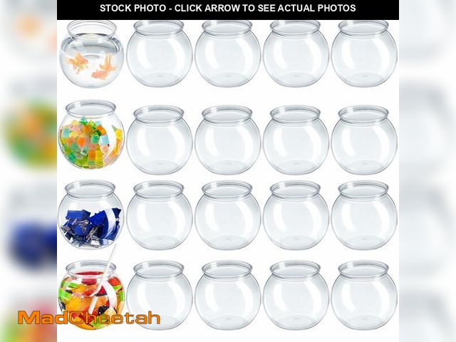 Lot 74-14208166 - Eccliy 24 Pcs Clear Fish Bowls with Straws Ball Shape Plastic Bowl for Drinks Summer Drink Cups Unbr...