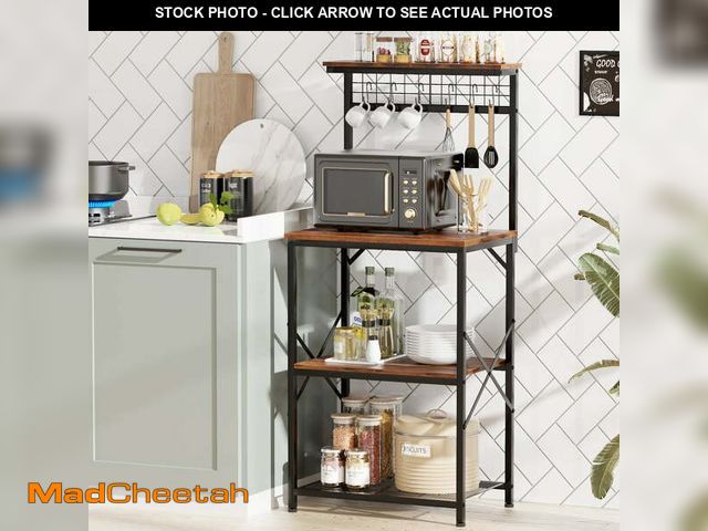 Lot 74-12850034 - TYDIMOR Baker's Rack with Hutch, Microwave Stand Kitchen Organizer 4 Tier Storage Shelf for Kitchen ...