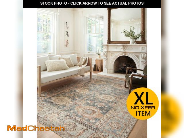 Lot 74-12689042 - Loloi Margot Collection MAT-03 Ocean/Spice 7'-6" x 9'-6" Area Rug feat. CloudPile, No-Shed Easy Clea...