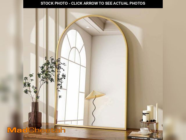 Lot 74-14070532 - BEAUTYPEAK 24"x 36" Bathroom Mirror Wall Vanity Arched Mirror, Gold - UNUSED