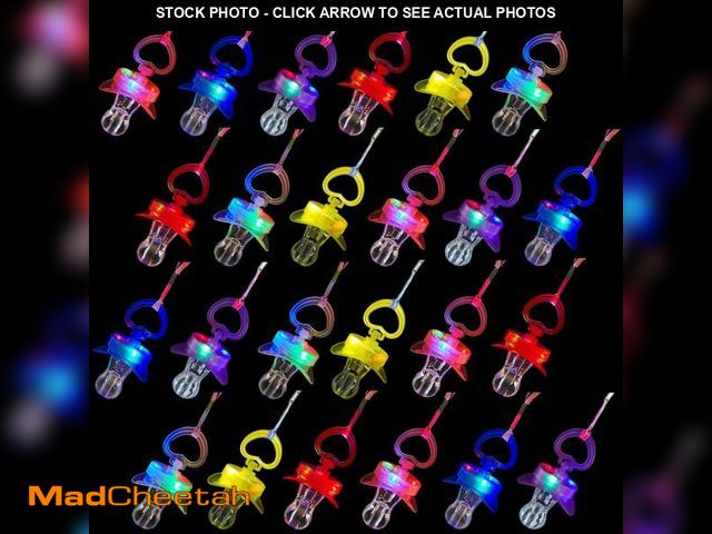 Lot 74-10658693 - 24 Pcs Led Light up Pacifier Necklace Bulk Toy Halloween Rave Pacifier Glowing Flashing Led Light up...