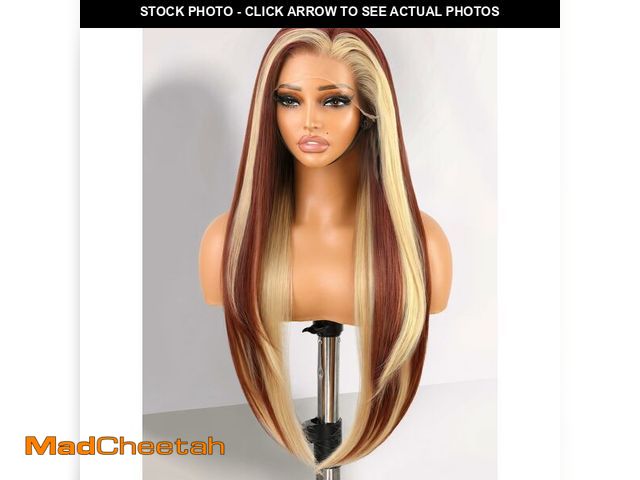 Lot 74-14293695 - 30 Inch Copper Blond Lace Front Wig - 13Ãâ4 HD Pre Plucked Natural Straight Glueless Wigs for Wom...