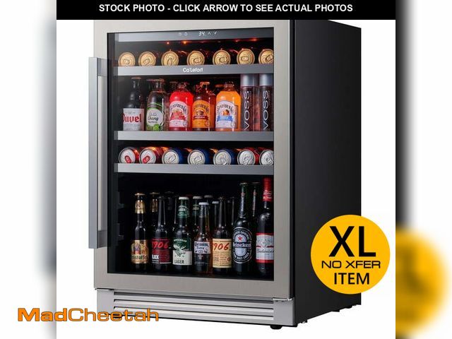 Lot 74-12765423 - (HINGE IS BROKEN ,DENTED)Ca'Lefort 24 Inch Beverage Refrigerator,220 Cans Beverage Cooler with Stain...