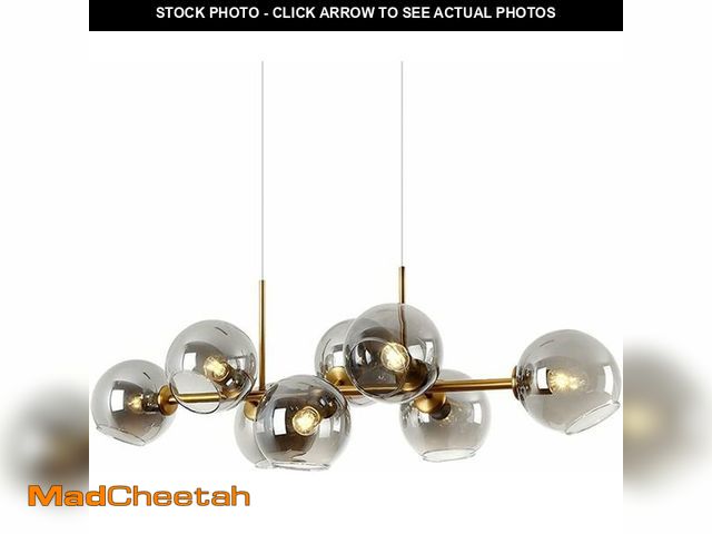 Lot 74-13698371 - (MISSING ONE GLASS SHADE) Soutas Chandeliers for Dining Room, 8 Lights Smoke Gray Glass Pendant Ligh...