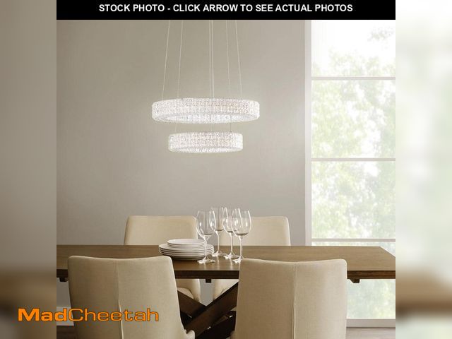 Lot 74-13226114 - Home Decorators Collection Wesley Park 150-Watt Integrated LED Chrome Pendant Hanging Light with Cle...