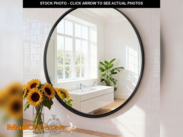 Lot 74-13844726 - NEWBULIG Round Bathroom Mirror 24", Wall Mirror with Aluminum Alloy Thin Frame, Bathroom Mirrors for...