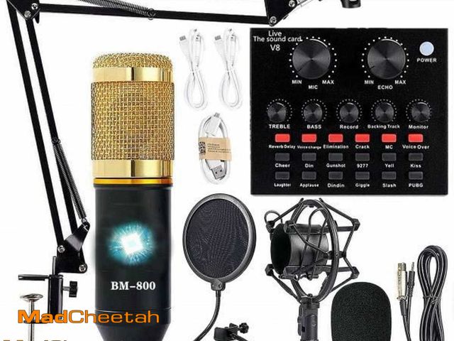 Lot 74-11875698 - Podcast Equipment Bundle, BM-800 Recording Studio Package with Voice Changer, Live Sound Card - Audi...