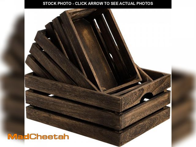 Lot 74-12444969 - ZOOFOX Set of 3 Nesting Wooden Crates, Rustic Wood Basket with Handles, Decorative Farmhouse Wooden ...
