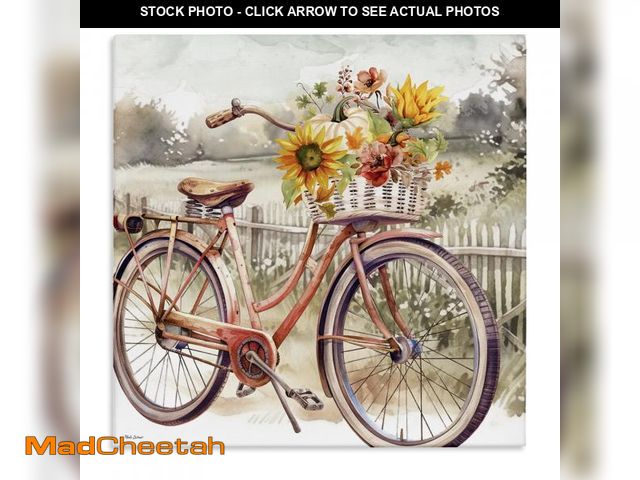 Lot 74-12426372 - Stupell Industries Autumn Floral Bicycle Botanical &amp; Floral Painting Gallery Wrapped Canvas Art ...