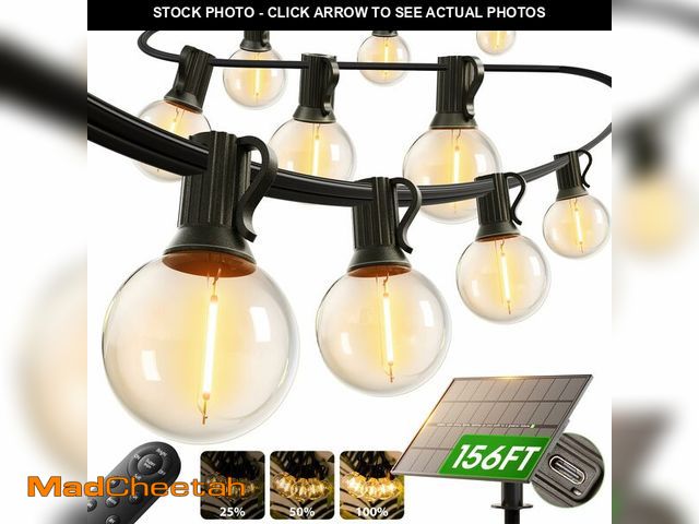 Lot 74-14205820 - addlon 150FT Solar String Lights Outdoor Waterproof with Remote, Dimmable Commercial Grade Solar Pow...