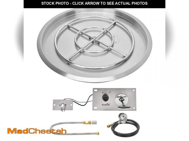 Lot 74-12201314 - Stanbroil 31 Inch Drop-in Round Fire Pit with Spark Ignition Kit, Gas Firepit Insert for DIY Project...