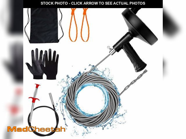 Lot 74-14209067 - Ginbel Direct Drain Auger 33 ft, Plumbing Snake Hair Clog Remover Drain Snake Flexible Grabber Heavy...