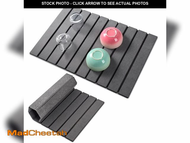 Lot 74-12976284 - Oxydrily Stone Drying Mat for Kitchen Counter, Large Dark Gray Foldable Diatomaceous Earth Dish Dryi...