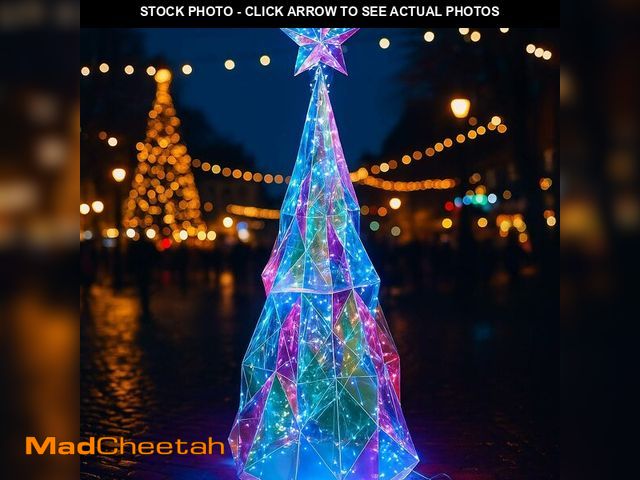 Lot 74-13710517 - Silipull 40'' Giant Prismatic Iridescent Christmas Tree DIY Multi-Color LED Folding Christmas Tree D...