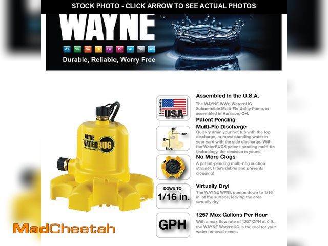 Lot 74-12859919 - Wayne Waterbug 1/6 Hp Submersible Utility Pump With Multi-flo Technology - UNUSED