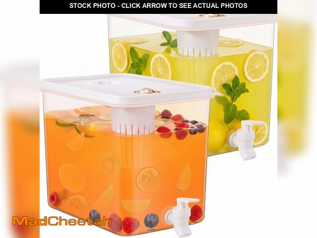 Lot 74-14425459 - Domensi 2 Pack 2 Gallon Drink Dispenser for Fridge with Spigot Water Dispenser Leak Proof Lids Filte...