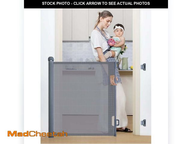 Lot 74-13046053 - Retractable Mesh Baby Gate, Safety Gates for Stairs Doorway, 34''Tall Extends to 55''Wide, Gray - UN...