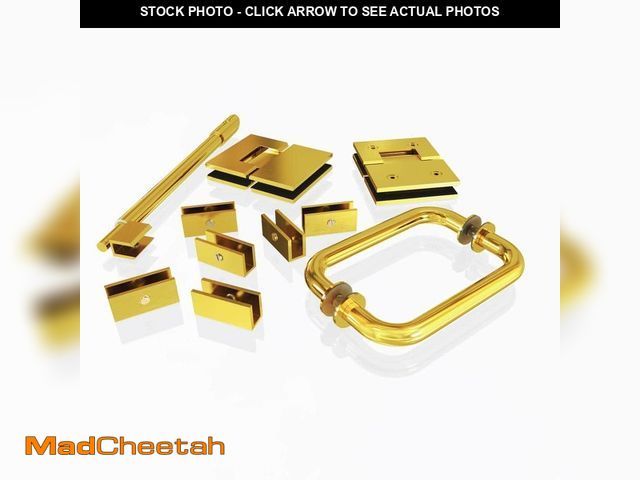 Lot 74-12772881 - Glass Warehouse 78 in. 90ÃÂ° Glass Hinged Hardware Pack in Satin Brass with Handle - UNUSED