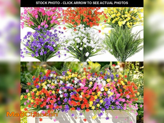 Lot 74-14144457 - AmberFun 24 Bundles Artificial Outdoor Flowers, UV Resistant Faux Flowers for Outdoor Planters, Plas...