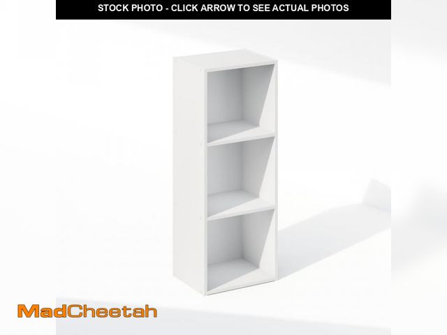 Lot 74-12401993 - Furinno Reed 3-Tier Open Shelf Multipurpose Bookcase, Storage Organizer, White - UNUSED